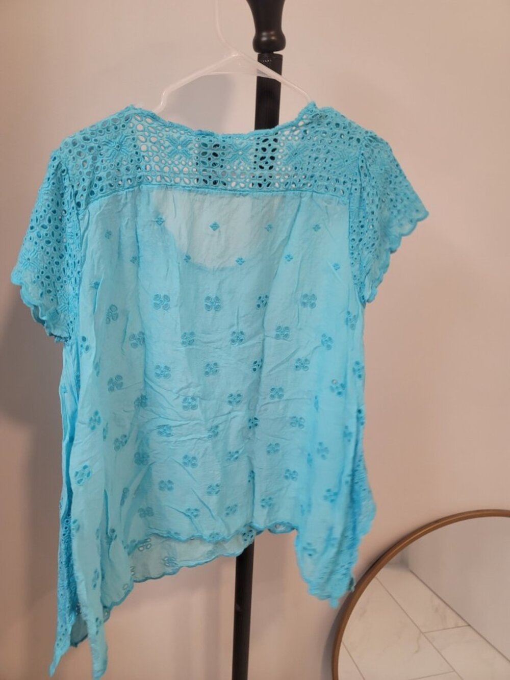 Johnny Was Darla Embroidered Scoop Eyelet Tunic Size S Blue - Picture 4 of 4